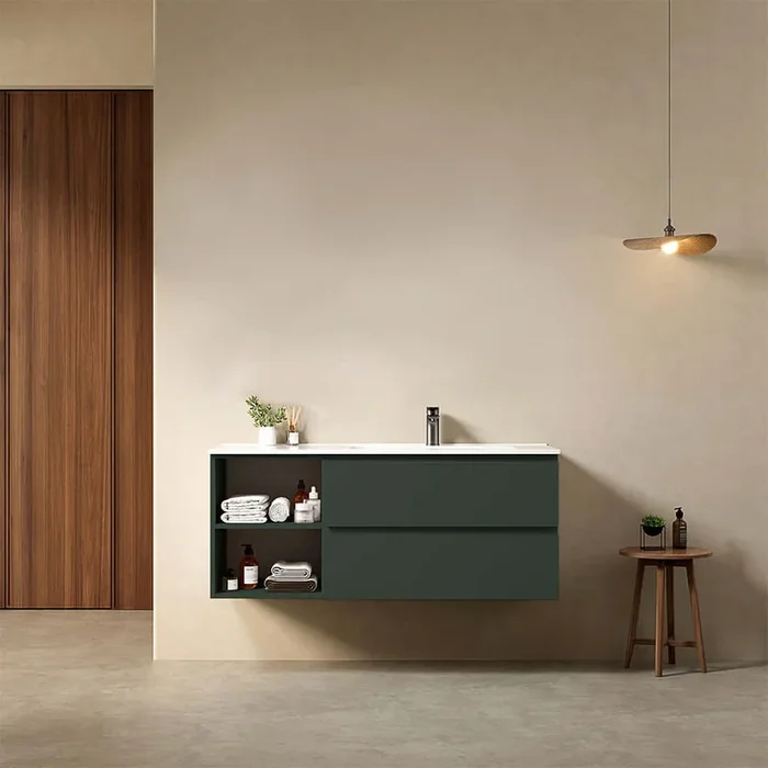 Roving bagno sospeso 120 cm Verde Comodoro Lavabo a Destra in Ceramica Senza Specchio – Fiji Paint Plus