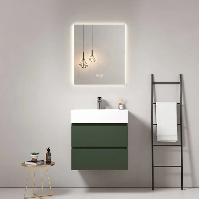 Roving bagno sospeso 60 cm Verde Comodoro Lavabo in Resina Specchio Quadro Retroilluminato – Fiji Paint