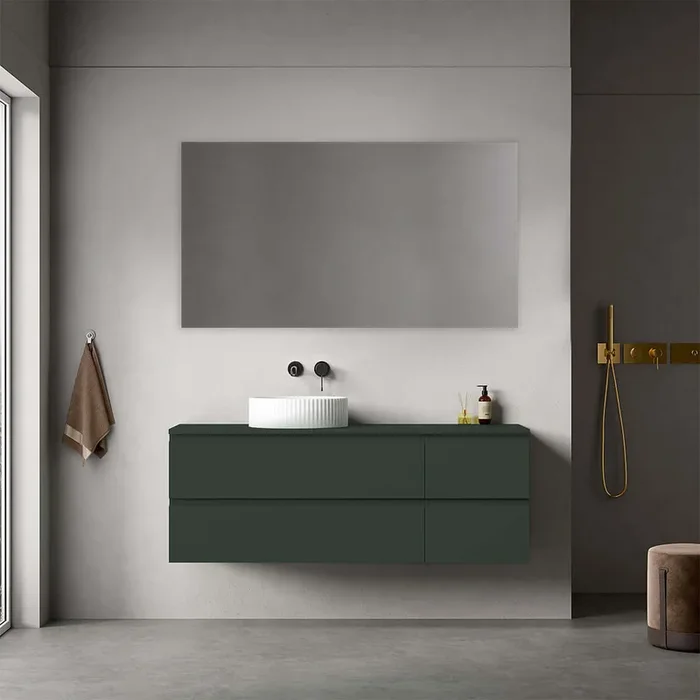 Roving bagno sospeso reversibile 140 cm Verde Comodoro per Lavabo d’appoggio Specchio Quadro – Fiji Paint Top