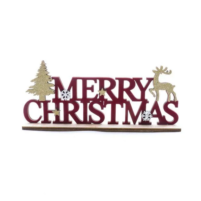 Scritta alert christmas in legno per decorazione natalizia 22 cm
