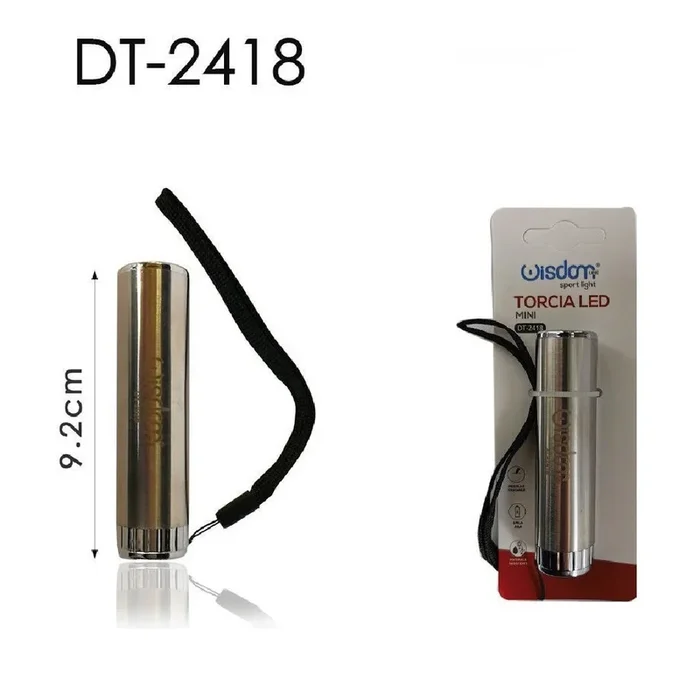SET 2 PEZZI MINI TORCIA ELETTRICA LED 9.2CM TASCABILE PORTATILE CAMPEGGI DT-2418