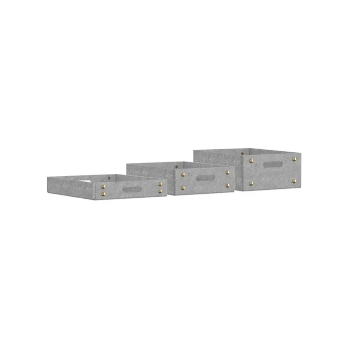 Set da scrivania TRAY, set di 3 pz, chiaro grigio, feltro, Immagine