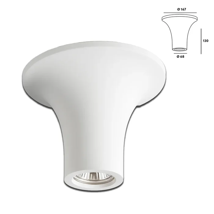 *STOCK* Portafaretto In Gesso Ceramico Cono 167x130x68mm 40W GU10 IP20