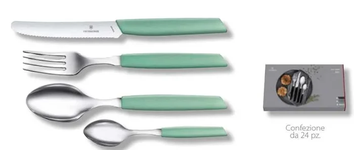 Swiss modern set tavola 24 pezzi mint-green Victorinox