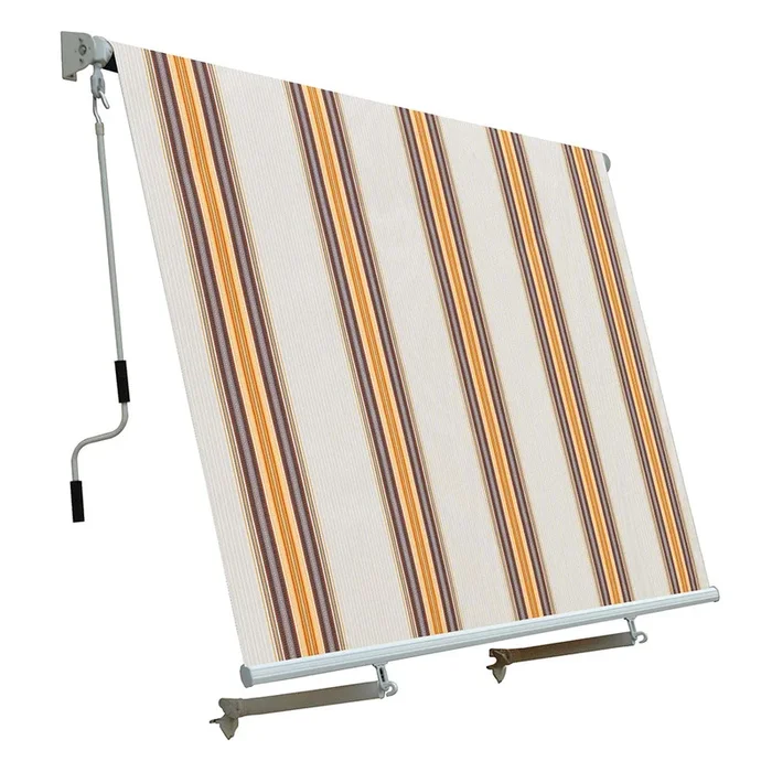 Tenda da Sole a Caduta con Bracci 245×245 cm Tessuto in Poliestere Riga Beige