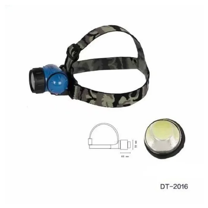TORCIA LED COB FRONTALE TESTA 3W LUCE REGOLABILE ESCURSIONI PESCA GITE DT-2016