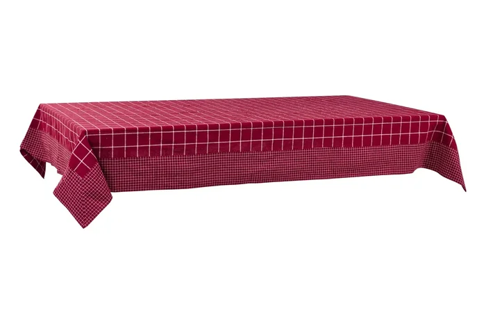 Villers – Tovaglia Di Cotone 150X300 Tessuto Quarettato Rosso