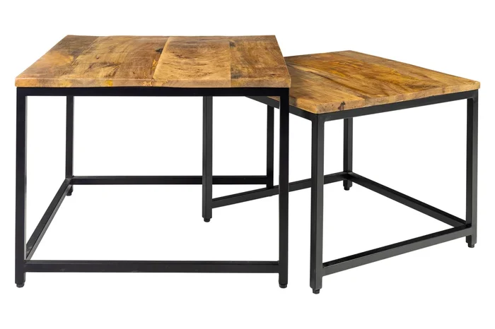 York – Tavolini Quadrati Grandi Set 1/2 Mango E Ferro